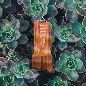 Free People 2 piece set Multicolor Striped Cardigan and wide leg pants Set